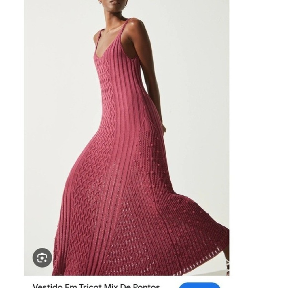 Viviane Furrier Old Money Luxury Cable Knit Burgundy Maroon Maxi Dress Long S